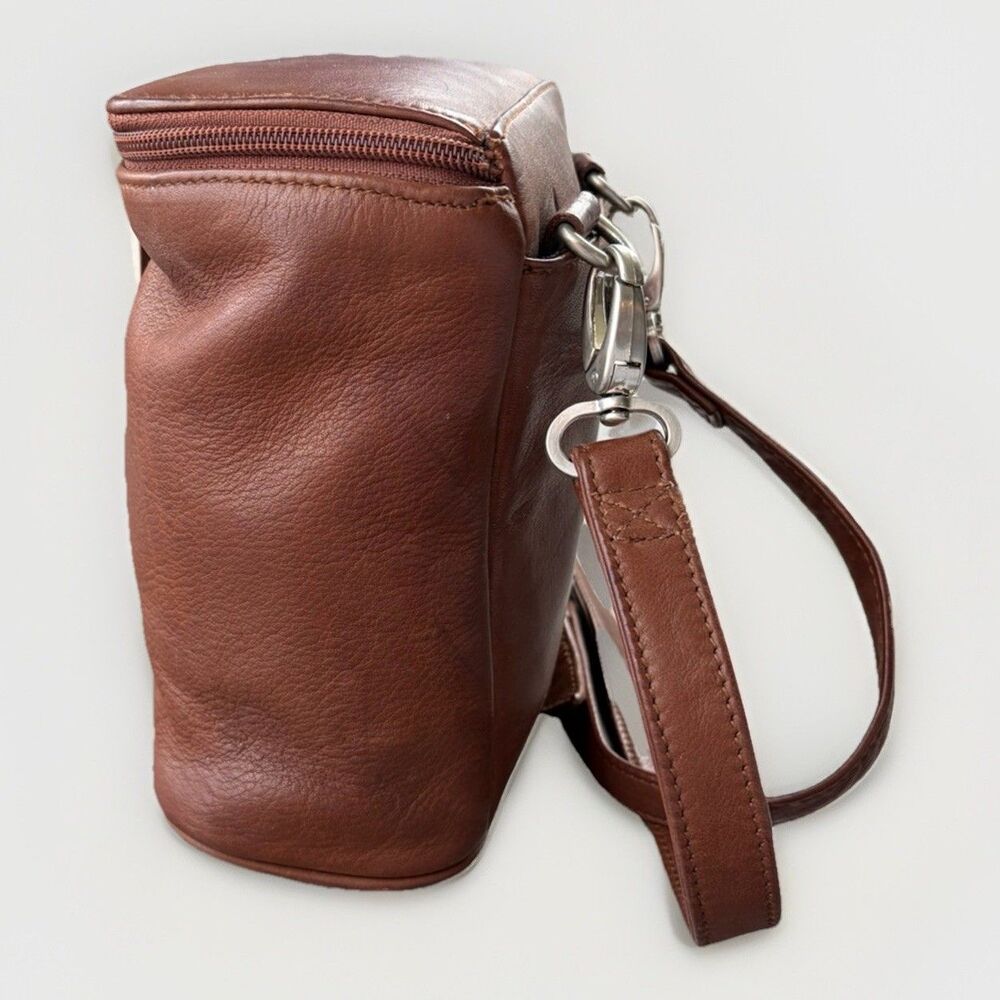 Hobo International Brown Leather Pouch Bag Purse Zip Boho Hippie Festival - Picture 4 of 9